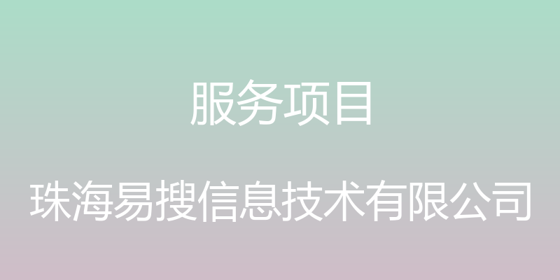 服务项目 - 珠海易搜信息技术有限公司