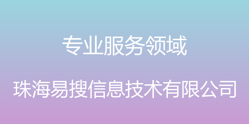 专业服务领域 - 珠海易搜信息技术有限公司